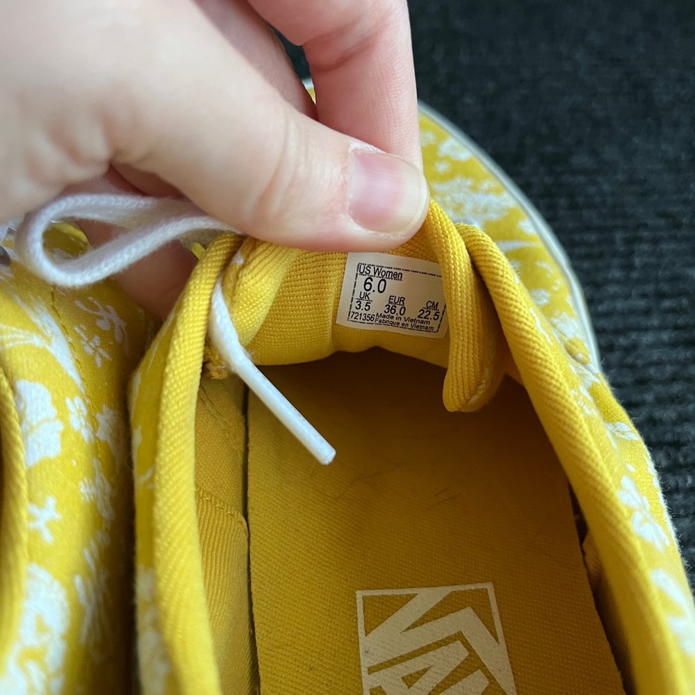Vans Era Yellow Floral Canvas Low Top Sneakers Womens 6.0 White Botanical Print - Picture 5 of 8